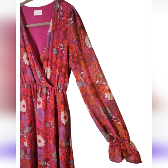 Pink Lily Women's Floral Rose Maxi Dress Cottagecore Soft Girl Balletcore Small - Picture 6 of 10